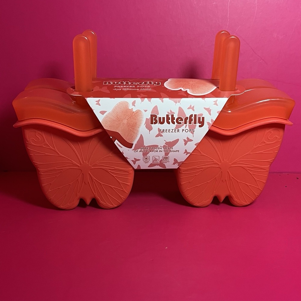 CWC Cook With Color Freezer Pops Ice Molds Four Count Coral Butterfly New